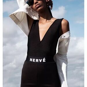 Herve Leger Black Plunge Bodysuit